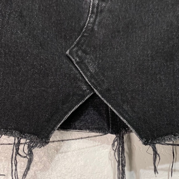 Zara Trafaluc Black Denim Mini Skirt Raw Hem - Picture 5 of 10